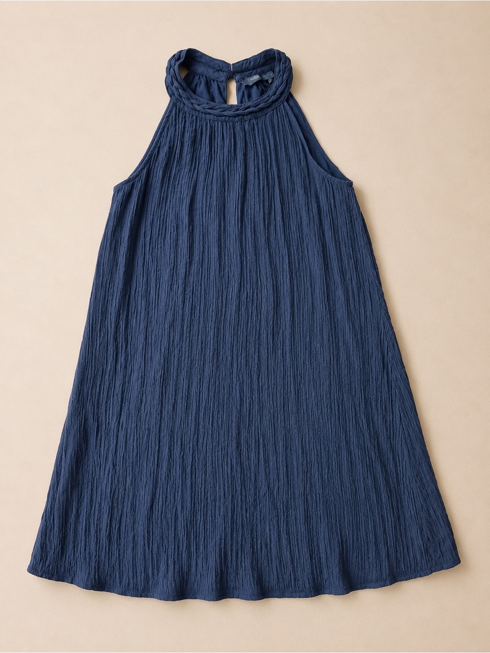 THML Navy Braided Halter Swing Dress/ Boho Resort Midi - Picture 2 of 4